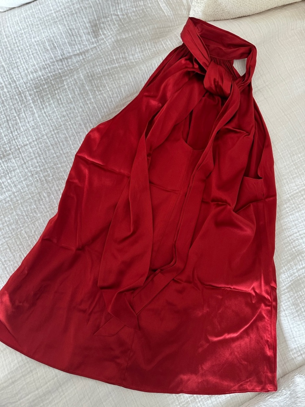 Ramy Brook Red Satin Halter Top - Picture 2 of 5